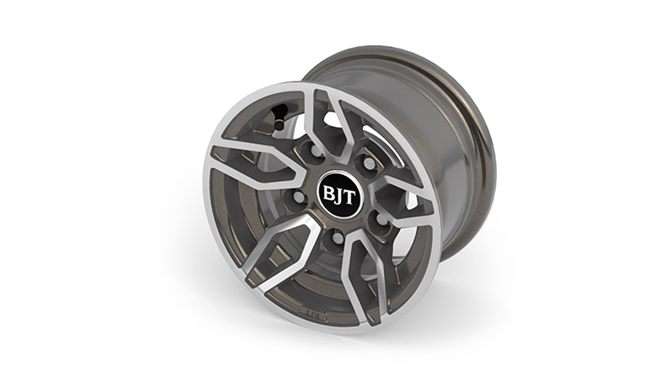 Alloy wheels  – (10" Style B2- Anthracite, diamond cut) + safety locking wheel bolts plus steel spare wheel