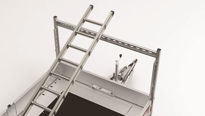 Ladder rack, featuring a cross bar and removable posts